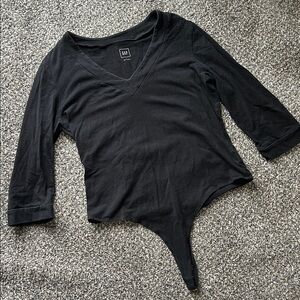 GAP Women's Black V-Neck Bodysuit Black | Black Bodysuit | Bodysuit